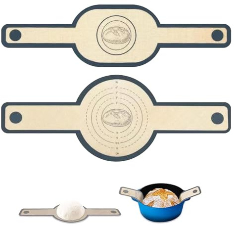 ZhouWei 2 stycken silikonbakmatta, återanvändbara brödslingor med långa handtag, non-stick och lätt att rengöra, brödmatta, för bakning (off-white)