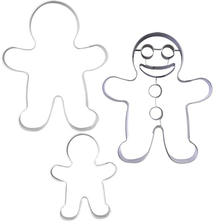 Zenker Set 3 Formine Omino di Pan di Zenzero in Acciaio Inossidabile, Set Tagliabiscotti Grande e Mini per Biscotti di Natale, Lavabili in Lavastoviglie
