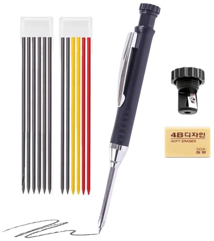 Generisch Pennarello per fori | penna per vernice da 2,8 mm | con 12 ricariche per marcatore a punta lunga, per incisione su tessuto, legno, piastrelle, costruzione, metallo, saldatura e