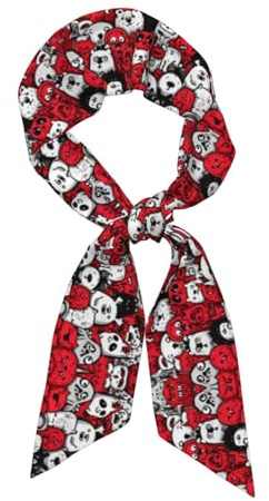 LPLSNWS Foulard en soie pour femme avec imprimé de dessins animés mignons, bandeau élégant, peut être utilisé comme foulard, bandeau ou cravate.