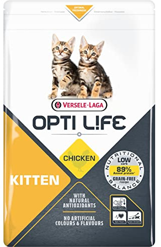VERSELE LAGA - Croquettes Chaton Opti Life Kitten - Nourriture pour Chaton sans Céréales - Au Poulet - 2,5 kg