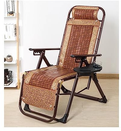 Tumbonas Plegables Silla De Gravedad Cero Exterior E Interior Sillón De Relajación Bambú Con Almohada Y Portavasos Respaldo Ajustable Para Acampar Terraza Jardín Playa Interior Portátil ( Color : Gold