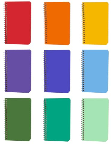Quanerba Bloc de Notas Espiral A7 [Pack de 9], 9 Colores Cuaderno de notas Tapa Blanda, Espiral Cuadernos para Diarios, Escolar Escribir, Diario de Viaje Libreta, 3x5 Inches, 120 Páginas/60 Hojas
