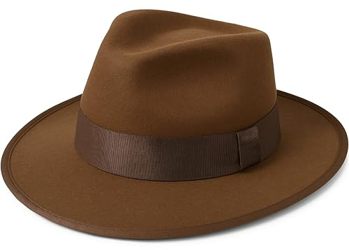 Loxdonz Adult Brown Fedora Hat - Cosplay Halloween Panama Hats Costume Accessory (One Size, Brown)