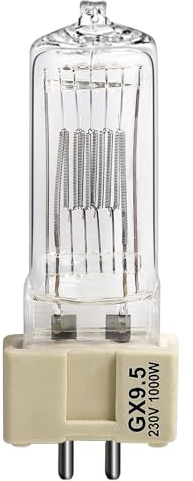 LedWekei Bombillas halógenas GX9.5, halógenas de 220v GX 9,5 1000w, bombillas de foco, bombillas de luz blanca cálida regulables 3200K 1 Uds