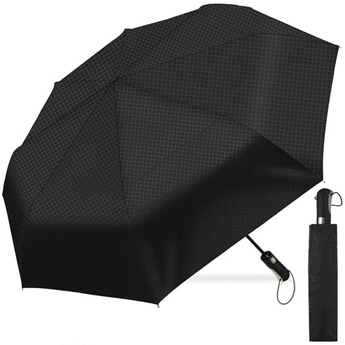 Decjour 137,2 cm großer, kompakter Golfschirm für Regen, automatisch, faltbar, winddicht, doppeltes Baldachin, belüftet, schwarz, Reise-Regenschirme, wasserdicht, tragbarer Regenschirm