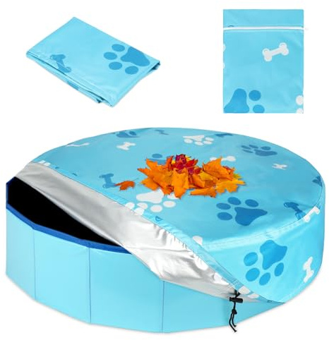 YUEPET Copertura rotonda per piscina per cani da 180,3 cm, portatile, pieghevole, adatta per piscina per cani e piscina per bambini (blu)