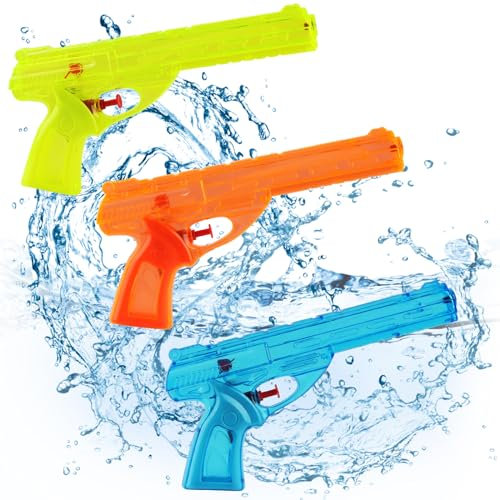 badaren 3er-Pack Wasserpistole Spielzeug, Wasserpistole für Kinder, Nostalgische Retro-Water Gun, Transparente Wasserspritzpistolen, Sommer-Pool-Strand-Wasserparty-Spielzeug