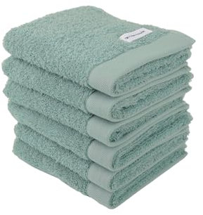 TOM TAILOR Gästehandtuch, 6er Set, 30 x 50 cm, 100% Baumwolle / Frottier, mit Aufhänger und Label mit Logo, COLOR BATH TOWEL Türkis (Fresh Sage)