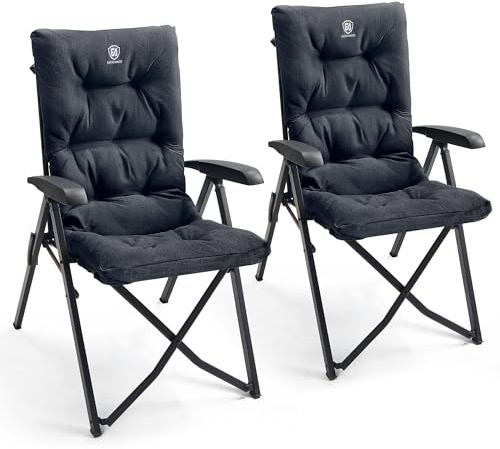 EVER ADVANCED Silla de Camping Plegable de Lujo - Capacidad 150 kg, Respaldo Alto, 4 Posiciones Ajustables - Para Jardín, Pesca, Balcón