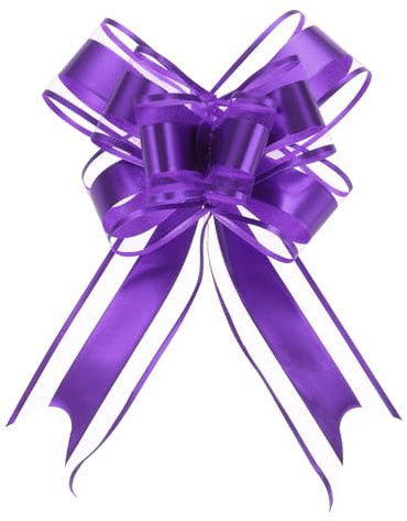 QUARKZMAN 10Pcs 16cm Gros Noeud Cadeau en Organza Ruban Violet Nœud Géant à Tirer pour Emballage Cadeau pour Les Paniers de Mariage, Les Cadeaux de Noël