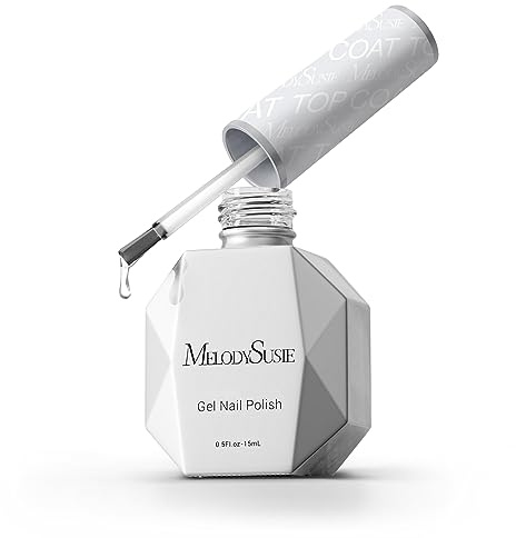 MelodySusie Gel Top Coat-15ml No Wipe Top Coat, High Gloss Shine Finish Long Lasting Top Gel for Clear Nail Gel and Acrylic Nails, for Home DIY and Nail Salon 0.5fl oz
