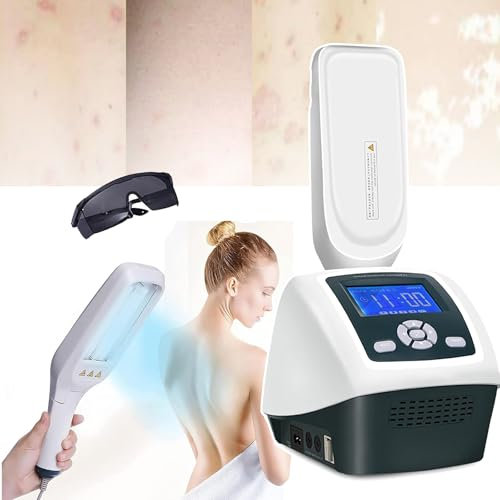 Lampe de photothérapie (bande étroite de 311 nm), lampe de bureau UVB pour soins de la peau, zone d'irradiation à double lampe : 104 C㎡, avec minuteur numérique LCD/lunettes, convient pour la peau, le