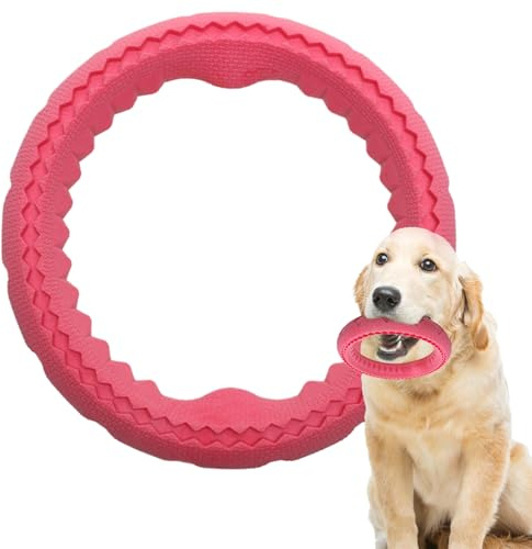 Anillo masticable para perros, juguete de goma suave para perros, anillo de dentición interactivo, juguete de mordida de entrenamiento para mascotas, masticable atractivo para perros de raza mediana y