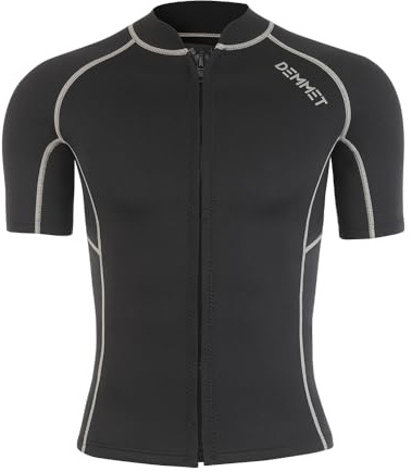 DEMMET Haut de Combinaison de Plongée Shorts de plongée 1.5mm-3mm Veste de Combinaison Manches Courtes de plongée Hommes Femmes Diving Short Short Sleeved Top (3MM Haut Homme, XL)