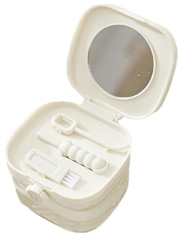 Récipient de trempage de dentier | Gobelet d'hygiène dentaire | avec miroir couvre-dents Set de nettoyage pour âgés voyage protecteur de nuit