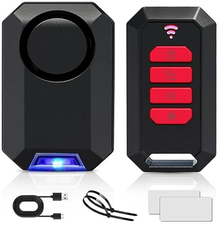 Allarme per Bicicletta, Allarme Wireless per Bicicletta e Moto, Allarme Antifurto Impermeabile 113dB con Telecomando, Protezione Antifurto per Moto e Veicoli, Sirena Wireless per Moto e Scooter