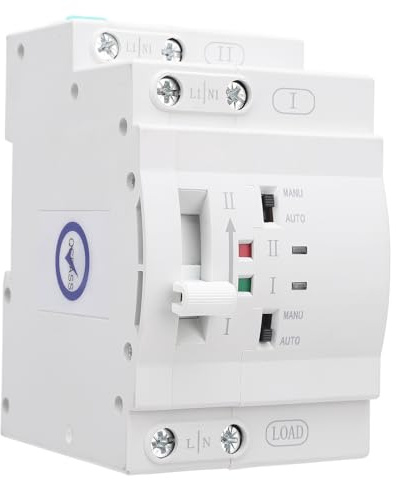 AUNMAS Interruttore di Trasferimento Automatico a Doppia Potenza, Interruttore di Commutazione del Generatore con Commutazione Millisecondo Senza Soluzione di continuità 63A 2P 60Hz per (220V)