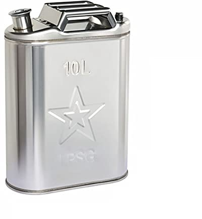 Jerrycans - Tanica di sicurezza per benzina, in acciaio inox 304, con imbuto, con tubo dell'olio integrato, per veicoli, auto, camion, 5L, 10L, 15L, 20L