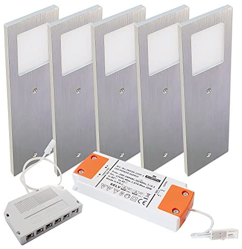 max K O M F O R T LED Unterbauleuchte Küchenleuchte Aluminium 5er Set á 4W 300 Lumen warmweiß Dimmbar IP20 Lampe Küchenunterbauleuchte