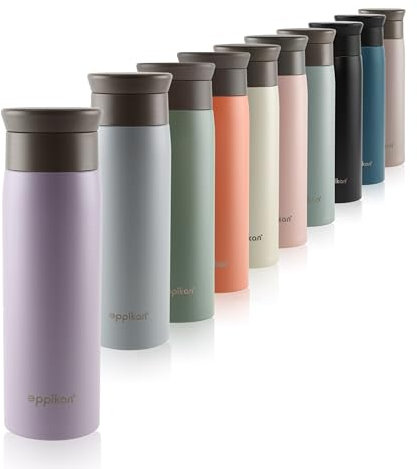 eppikan eppiToGo Edelstahl Thermobecher, Kaffee-to-go Becher, 350 ml, 500 ml Travel Mug, Autobecher, auslaufsicher mit hygienischer 360°-Trinköffnung (Pastel Purple, 500 ml)