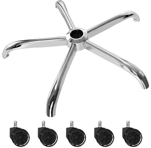 Frassie 28 Inch Office Chair Metal Base Replacement Heavy Duty 2500 Lbs Desk Computer Chair Base Part with 5 Casters