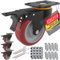 UScaster Lenkrollen 10cm Lenkrollen Set mit 4 robusten 636.4 kg Tragplatte Schwenkrädern, 4 Stück AB Bremse Industrierollen mit Schrauben & 2 Schraubenschlüssel für Werkbank und Möbel