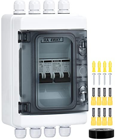 DIHOOL 2pcs DC 12V Circuit Breaker Circuit Breaker PV Solar System Circuit Breaker DC 40A 2 Pin (DC12V-DC400V or AC110-400V) with IP65 Waterproof Housing