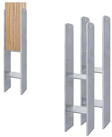 YARDIN 4 soportes para postes de 81 mm en H, galvanizados en caliente, anclajes en H, postes de madera, ancla, 600 mm de longitud, soporte para vallas, postes de vallas de 6 mm de grosor