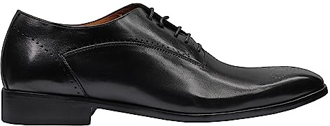 Mens Real Calf Leather Shoes, Handmade Semi Brogues Leather Sole Classic Oxfords Lace up [ PLS-361-VEAU-NOIR-45 ] Black