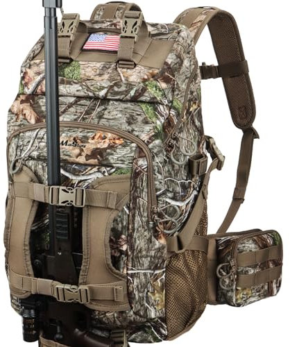MoiShow Jagdrucksack, Jagdrucksack mit Gewehrhalter, Jagdrucksäcke für Männer, Jagdtasche mit wasserdichtem Regenschutz, Treasures of the Trees, Jagd