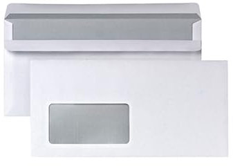1000 x Briefumschläge - Din Lang - mit Fenster - selbstklebend - weiß - 220x110mm - 75 g/m² (1000)