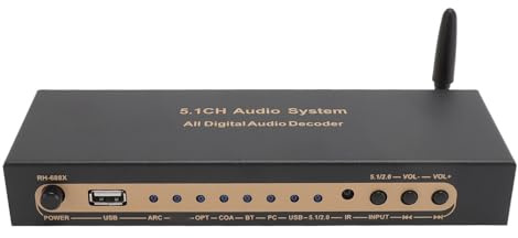 Décodeur Audio, Système Audio Numérique HDMI 5.1CH 192 KHz/24 Bits, Décodeur Audio Numérique, HDMI 4K Arc Fibre Optique Coaxiale Bluetooth Dolby AC3 DTS vers Analogique (Prise UE)