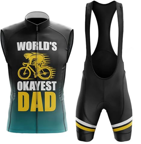 Conjunto Ciclismo Hombre Verano Maillot Ciclista Ropa Bici MTB Sin Mangas,Traje Bicicleta Chaleco Ciclo y Culotte Tirantes con 19D Gel Acolchado,Completa Jerseys Transpirable Secado Rápido(A1,XL)