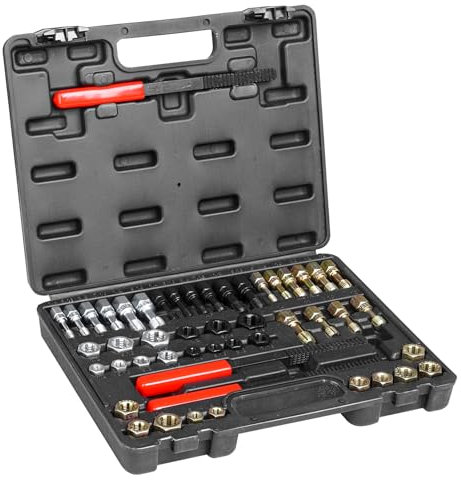 VEVOR Kit de Reparación de Roscas Métricas UNC y UNF 49 Piezas Restaurador de Roscas Métricas con 22 Machos de Roscar, 24 Terrajas, 3 Limas de Rosca Acero Tratado Térmicamente para Mecánicos