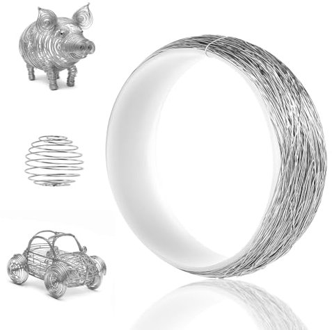 Nogeqi 0,3mm x 100m Dünner Draht Zum Basteln, 2 Rollen Schmuck Basteldraht Dünn Silber, Schmuckdraht Perlendraht, Silberdraht Floristendraht Für Modellbau Weihnachten Handwerk Pflanzen (50m/Rolle)