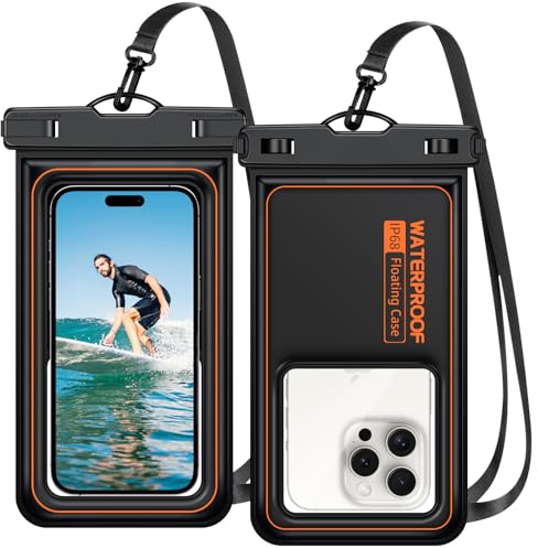 FERRGIA Funda Impermeable Móvil IP68 Flotante,2 Unidades Bolsa Estanca Universal para iPhone 16/15/14/13/12 Pro MAX,Galaxy S24/S23/S22,Xiaomi,Huawei,hasta 7,2 Pulgadas,para Playa,Piscina,Natación