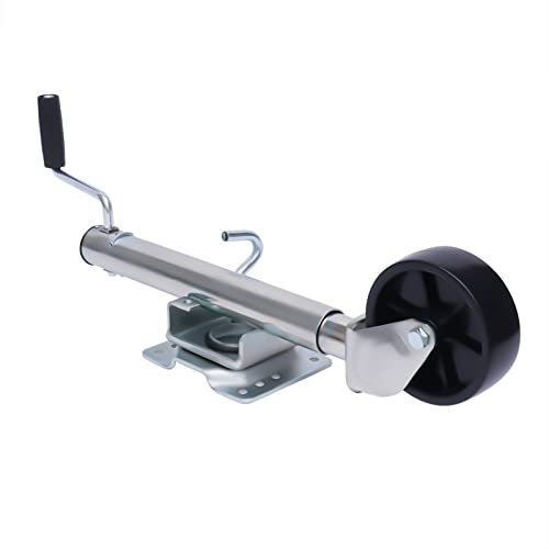 Rueda de apoyo automática para remolque, resistente rueda de apoyo, sistema plegable con placa de montaje, para remolques de coches, caravanas, autocaravanas, 540 kg de capacidad de carga, acero