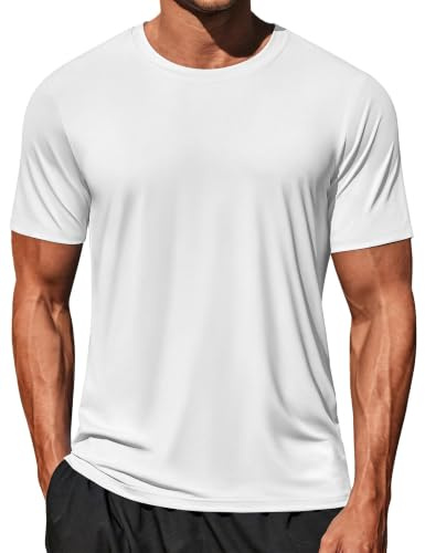 Mens T Shirt Gym Short Sleeve Quick Dry Running T-Shirts Lightweight UPF 50+ Sun Protection Workout Athletic Tops