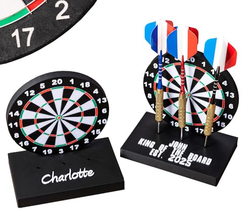 Personalised 3D Printed Dartboard Pattern Dart Holder, Custom Name Dart Board Stand for 3 Darts, Customised Dartboard Stand for Kids, Darts Storage Holders