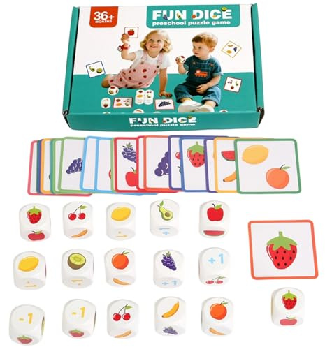 Jeux De Dés pour – Jouet Interactif d'apprentissage 17 X 11,8 X 3 Cm, Cube De Puzzle en Plastique, Jeu De Fruits Éducatif Amusant avec Défi De Réflexion Supplémentaire | Activité Intelligente