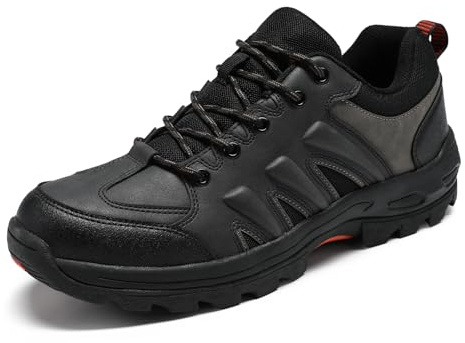 YOUTHUP Mens Waterproof Hiking Shoes Low Top Non Slip Trekking Hiking Sneakers Lightweight Breathable Trails Shoes Outdoor for Camping Trekking Climbing Backpacking Trail Running Mountaineering Black