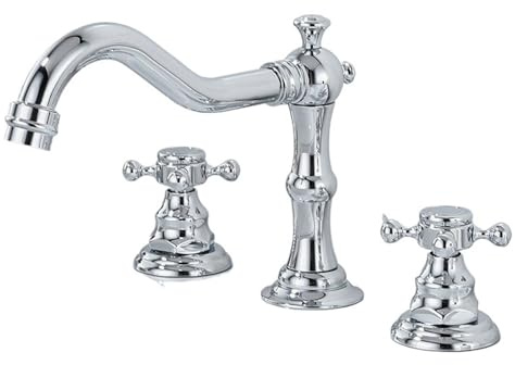 Fixed Spout Bathroom Basin Faucet 3 Hole Deck Mounted Dual Handle Hot Cold Mixer Water Tap Brass Sink Crane(Chrome fix spout)