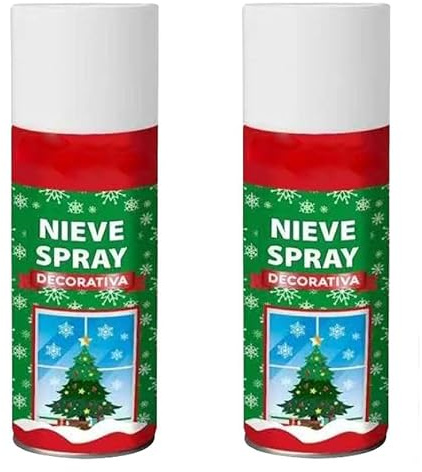Nieve Decorativa Artifical 150ml Decoración Navidad para Arboles y Cristales. (2 Unidades)