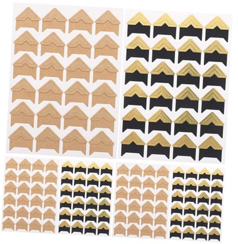 Veemoon Esquinas para Fotos Autoadhesivas 144 Unidades, 6 Hojas Rincones Dorados y Color Cuero, Accesorios para Álbum de Recortes DIY y Manualidades de Scrapbooking