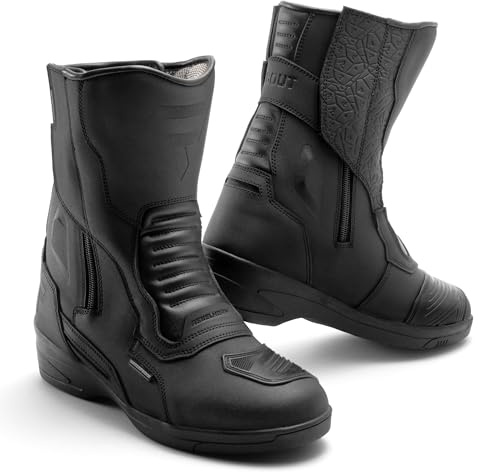 REBELHORN Scout High Heel Lady Motorradstiefel Damen | PU Leder | Wasserdichte Hipora Membran | 7cm Absatz | 2 Lange Reißverschlüsse