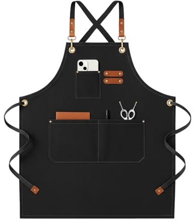 GalaSingForU Delantal de cocina resistente para hombre y mujer, Negro