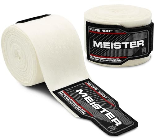 Meister Elite Bende Premium per Mani Adulti da 180 (457 cm) per MMA e Boxe (Coppia) - Avorio Vintage
