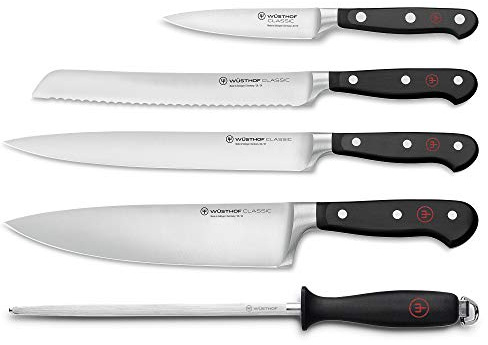 Wüsthof Classic Five Piece Chef's Knife Set, Black, Silver