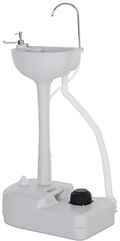 Outsunny Camping Sink, 17L Portable Hand Wash Station with Towel Holder, Soap Dispenser and Rolling Wheels, Outdoor Sink for Events, Gatherings, Worksite